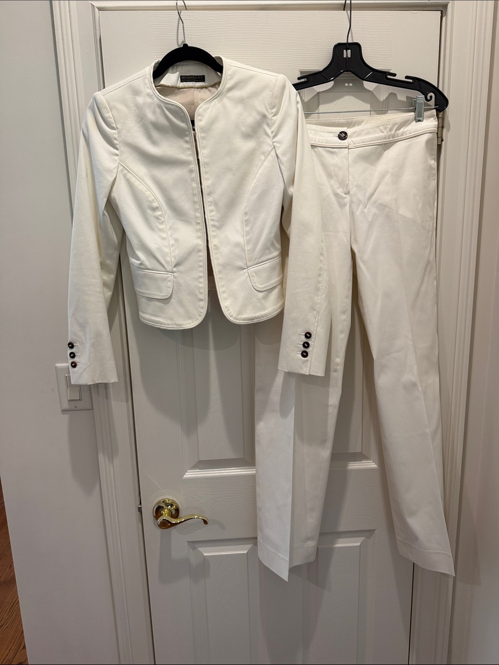 Burberry Vintage Women's White Two-Piece Suit Jacket and Pants